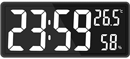 Reloj LED de Gran tamaño para Montaje en Pared, atenuador de 3 Niveles de Brillo, 12/24H, número Grande, Reloj electrónico para Oficina, Dormitorio, Blanco