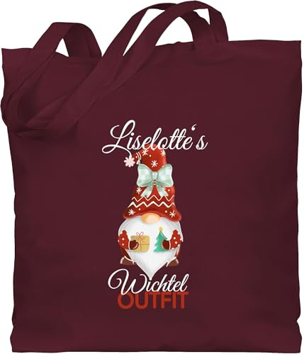 Baumwolltasche - Weihnachten Geschenke Christmas - Wichtel Outfit mit Name - Unisize - Bordeauxrot - weihnachts tasche weihnacht weihnachtswichtel jutesäckchen personalisierte jutetasche