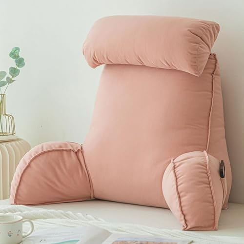 Stafeny Almohada Lectura Cama,Cojín con Respaldo Apoyo Lumbar,con Brazos,Lavable,multifunción,Ideal para Trabajar,Leer o Jugar en la Cama/Sofá/Suelo (ROSE)