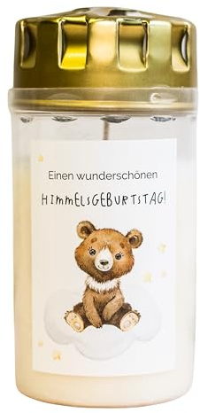Grabkerze | Grablicht Himmelsgeburtstag | Motiv | Friedhofskerze | Kerze Friedhof Baby Kind Sternenkind | Grabkerzen | Grabschmuck | Grablicht (Kompositions-Öllicht)