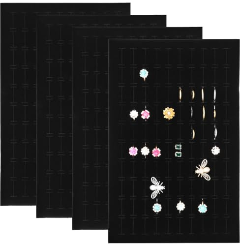 Cabilock 4 StüCk SchmuckkäStchen Schaumstoffeinlagen, Schaumstoff Pads Für Schmuck, 100 SteckpläTze FüR Ringe, Ohrringe, Broschen, Schmuckaufbewahrung, Schwarz, 11 X 7 X 0.5 Zoll