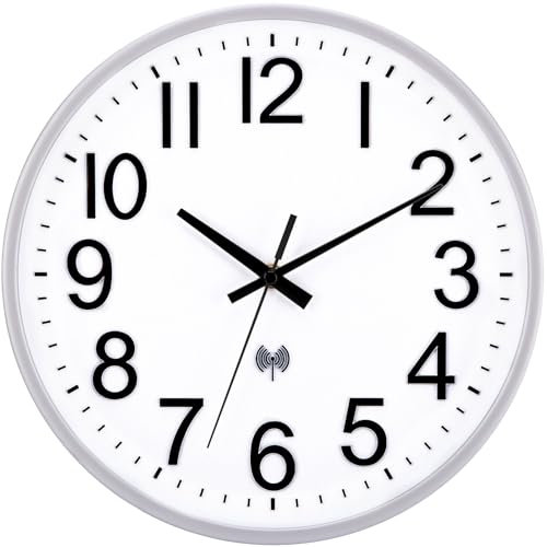 VIVILINEN Funkuhr Lautlos Wanduhr Ohne Tickgeräusche Funkwanduhr Geräuschlos Wanduhr Nicht Tickend Hängeuhr für Wohnzimmer Schlafzimmer Büro Küche 30x30cm/12 Zoll (Type-3)