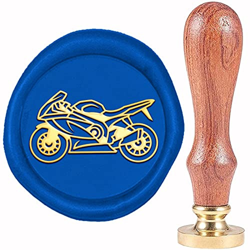 craspire Motorrad-Wachssiegelstempel, Motorrad-Siegelwachsstempel, 20 mm, Retro-Vintage, Abnehmbarer Messing-Stempelkopf Mit Holzgriff Für Hochzeitseinladungen, Halloween, Weihnachten, Erntedankfest