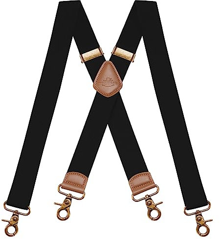 Dresime Mens Braces for Trousers with Strong 4 Hook-Clips, Vintage Suspenders Braces for Men & Women Heavy Duty Elastic Adjustable X Shape