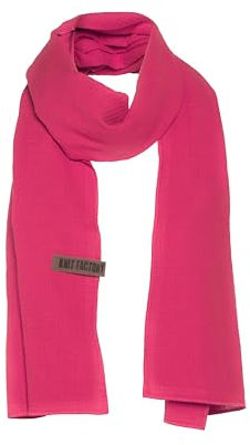 Knit Facory - Liv Schal - Fein Gewebter Damen Schal - Luftiger Musselinschal - Für Frühling und Sommer - 100% Bio-Baumwolle - Fuchsia