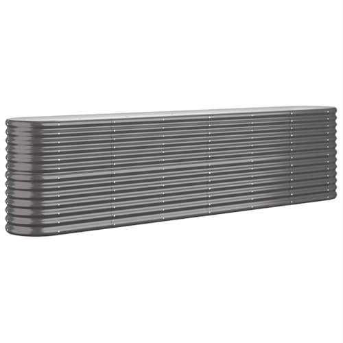 vidaXL Anthracite Powder-Coated Steel Garden Raised Bed - 260x40x68 cm - Sturdy & Weather-Resistant - Oval Planter for Outdoor Gardening