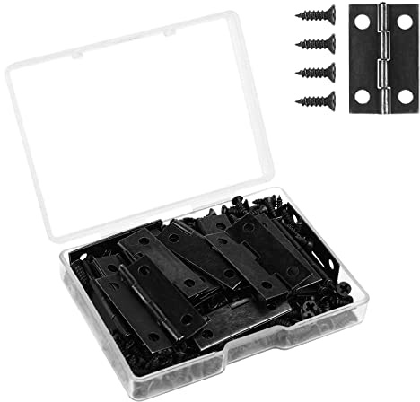 VIPMOON Bisagras Pequeñas Manualidades, Bisagras para Cajitas 30PCS Negro | 29X17mm Conectores de Bisagras con Tornillos, Bisagras de Joyero Pequeño para el Hogar de Tamaño pequeño