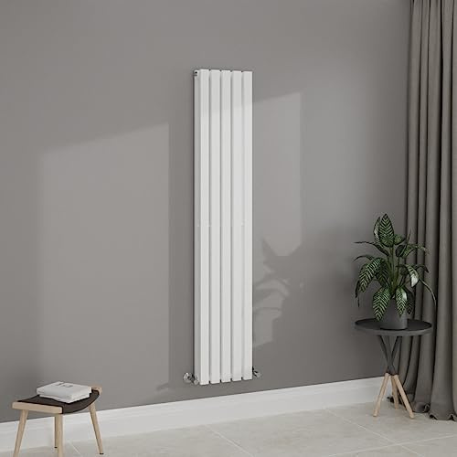 WarmeHaus White 1800x340mm Vertical Column Radiator Double Flat Panel | Wall Mounted Radiator, Rectangular Flat Panel Radiator, Designer Radiators Central Heating, Bathroom Modern Radiator