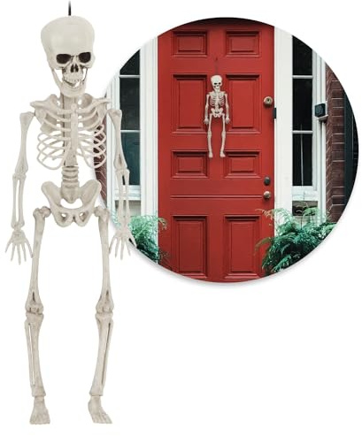 com-four® 40cm Deko Skelett für Halloween, Skelett aus Kunststoff | Skelett mit Grusel-Faktor für Halloween - Fasching - Mottopartys