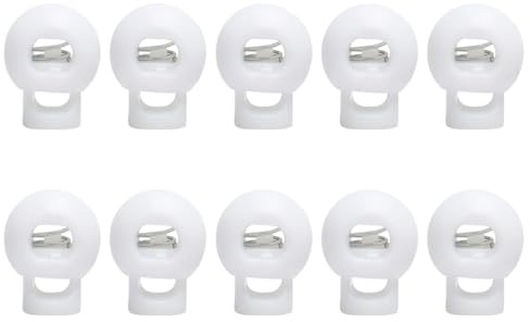 Tadipri 1-Loch Kordel Stopper, 10 Stück, Weiß, Bis Ø 5Mm Kordel, Band Klemme Für Jacke, Sportkleidung, Rucksack, Gummikordel Stopper, Schnellverschluss Schnürsenkel, Schnur Rutsche