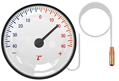 fanelod Kapillarmessuhr Thermometer, 40x40°C Kühlthermometer, Thermometer mit Sensor Kapillar, Zifferblatt Thermometer, Thermometer zum Messen von Wasser Flüssigkeit