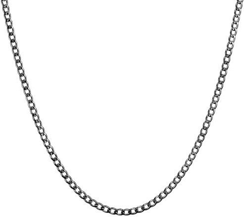 RWQIAN Kubanische Halskette Herren 4mm/6mm/9mm Edelstahl Panzerkette Herren Link Chain Cuban Kette Silber/Gold/Schwarz Hip-Hop Kette Länge 46CM/51CM/55CM/61CM