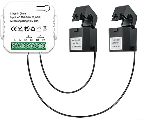 URPIZY per Tuya App Smart Bidirezionale WiFi Bilaterale Misuratore di Energia AC110V 220V con Morsetto 2CT KWh Consumo di energia elettrica