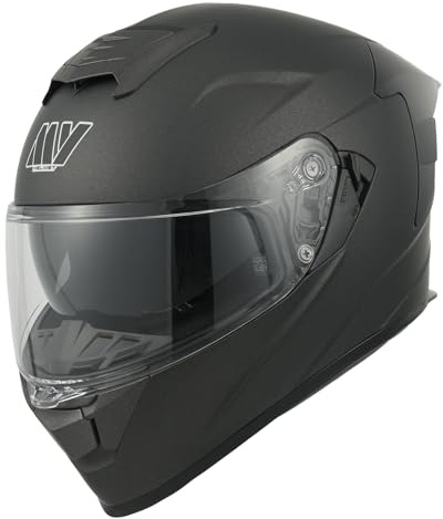 MY Casco Moto Integral 936, Homologado ECE 22.06, con Doble Visera, Negro (Ferroso, L)