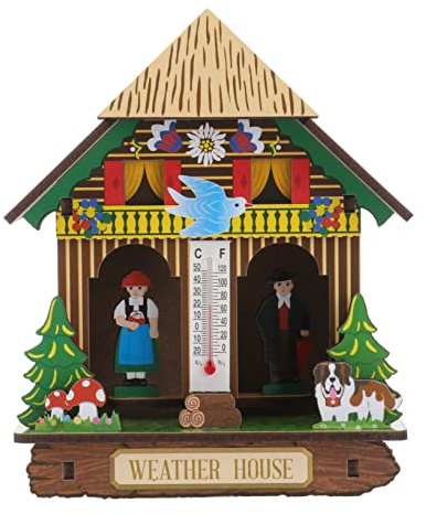 GANAZONO 1pc Sunny and Rainy Box outside Barometers for The Home Hanging Weather House Humidity Gauge Indoor Home Barometer and Hygrometer Indoor Barometer Plastic Woman Tester