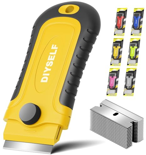 DIYSELF Razor Blade Scraper | 1 Pack Razor Scraper with 15 Razor Blades | Razor Blade Scraper Tool Kitchen | Glass Scraper | Window Scraper | Glass Stove Top Scraper | Paint Scraper | Cooktop Scraper