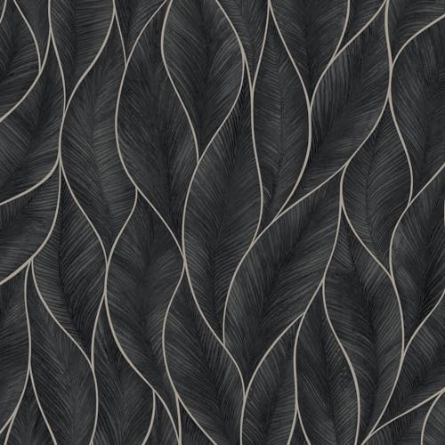 Superfresco Easy Papier peint intissé Mur Feuillage Subtil 1005 x 52cm Argenté, gris/bleu | Revêtement Mural, Tapisserie | Ambiance Facile à poser et à enlever