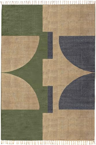 CASAVANI Kelim Teppich, 15,2 x 30,5 cm, waschbar, Baumwolle, Dhurrie, braun-blau, Baumwollteppich, Boho-Teppich, Flachgewebe, Teppiche für Zuhause, Foyer, Korridor, Läufer, Hotels, Partys, Flur,