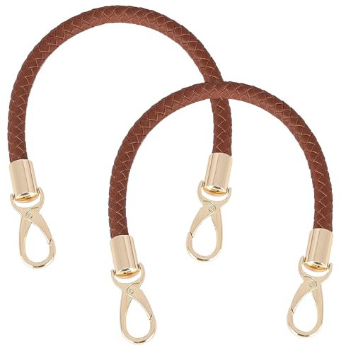 TNSLAND 2 Piezas 40cm Correa de Cuero para Bolso, Asas de Transporte DIY con Mosquetón de Oro