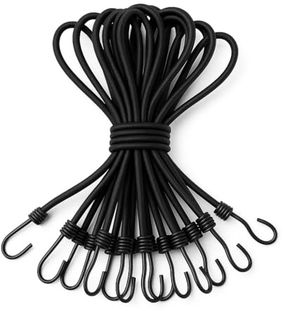 AVOID Spanngurte mit Haken – Gummizüge Set – Spanngummi zur Gepäcksicherung, Camping, Anhängernetz – Expander mit Haken – Zurrgurt & Spangurt Schwarz – Planenspanner Outdoor (20 Stück)