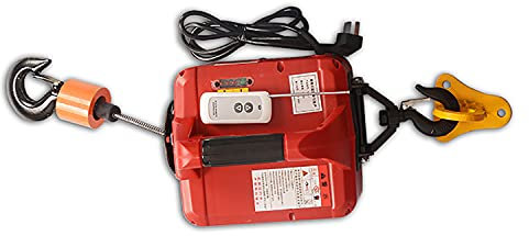 VNNHGB Mini paranco Elettrico Portatile, Piccolo paranco Domestico 220V 1500W Sollevatore Elettrico con Telecomando Wireless da Applicare al Magazzino del Garage,Rosso,300kg(11.8m)