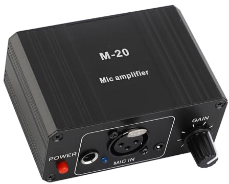 Mikrofonvorverstärker, Professioneller Mikrofon-Sprachverstärker mit Hoher Verstärkung, Vorverstärker, 48-V-Phantomspeisung, Mikrofon-Booster-Vorverstärker für Dynamische und