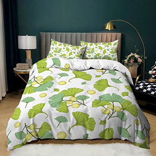 Bettdecke 135x200 3D Druck Blätter 100% Microfaser Kissen 80x80 Bügelfrei & Knitterfrei für Allergiker Geeignet (200x200,04)