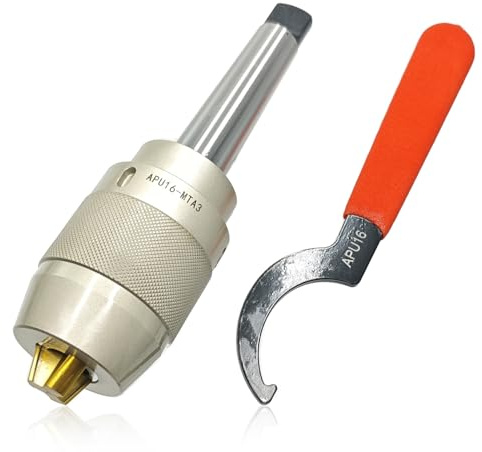 Lzcdelyxiao MT3 Keyless Drill Chuck, 1/8 - 5/8 (3-16mm), Titanium Coated Jaws, Integral Shank, APU16 Spanner Wrench, Heavy Duty Self-Tightening Drill Chuck