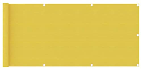FOZICV 75x500 cm Sichtschutz Terrasse Balkonbespannung Schimmel und UV Beständig Balkonsichtschutz Garten Balkonverkleidung Balkonabdeckung Blickdichte Windschutz mit Ösen und PE Seil Gelb HDPE