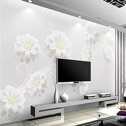 XLMING Chrysanthème Blanc Simple Papier Peint 3D Intissé Salon Canapé Chambre À Coucher Salle Manger Intérieure Murale-400cm×280cm