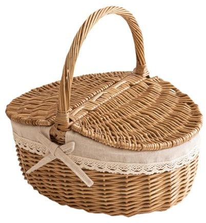 FLCPJGV Hochwertiger Picknickkorb Aus Naturmaterialien, Ideal für Outdoor Aktivitäten, 26cmx18cmx13cm