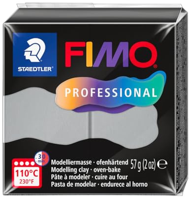 STAEDTLER FIMO professional 8040 ofenhärtende Modelliermasse, speziell für Profis und Künstler, Einzelprodukt delfingrau, 8040-80