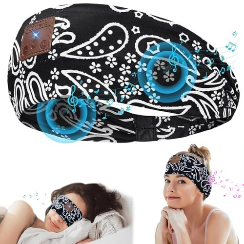 YiYunTE Casque de sommeil Bluetooth, masque pour les yeux, suppression du bruit, bandeau de sommeil doux, casque de sommeil pour hommes et femmes, cadeaux pour la relaxation, la méditation, le sport