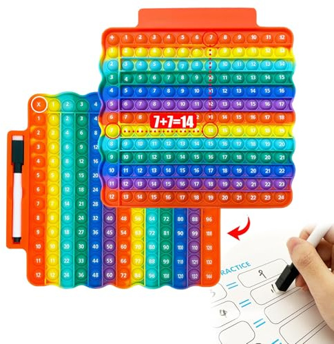 Zamety Popit, Popit Fidget Toys, Popper Bambini, Moltiplicazione e Addizione Poppit Toy con Schede Matematiche e Penne Cancellabili, Doppia Faccia Giocattolo Sensoriale Educativo Toy per Bambini