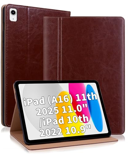 Cicili Fodral för iPad 11. Generation (A16) 11 tum 2025, iPad 10. Generation 10,9 tum 2022, folio skyddsfodral med stativ PU läderskal Flip Case Cover surfplatta, brun