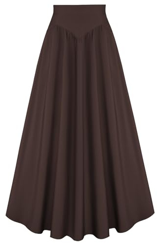 Scarlett darkess kvinnor viktoriansk maxikjol vintage elastisk hög midja medelhög midja kjol, Mörkbrunt, XXL