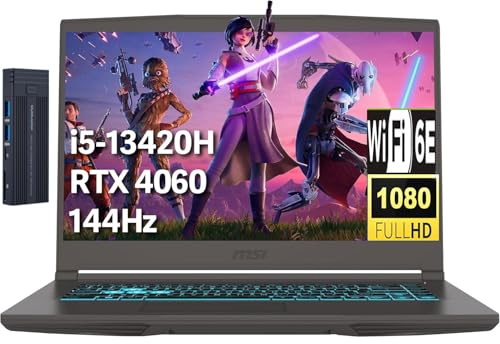 msi Sottile 15,6 pollici FHD Gaming Laptop, Intel Core i5-13420H, NVIDIA GeForce RTX 4060, 32GB RAM 1TB PCIe SSD, 256gb 9H Docking Station, Wi-Fi 6E, Bluetooth 5.3, Tastiera retroilluminata, Windows