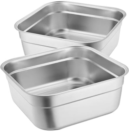 Gatuida 2piezas Lavabos Cuadrados Acero Inoxidable Multifuncionales Para Cocina Resistentes y Elegantes Para Lavar Verduras Platos y Sopa Ahorro De Espacio Diseño Moderno y Práctico