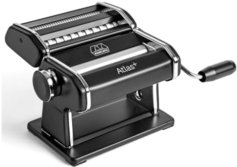 Marcato Atlas+ Fresh Pasta Machine in Anodized Aluminium with 4 Sizes | Lasagne, Fettuccine, Tagliolini and Spaghetti, Made in Italy, Compatible with Extra Accessories
