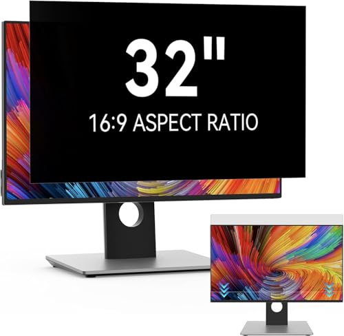 Blickschutzfilter 32 Zoll Monitor Seitenverhältnis 16:9 Privacy Screen | Anti Blaulicht Blendschutz Privacy Filter, Abnehmbarer Blickschutzfolie Sichtschutz für Lenovo/HP/Dell/Acer/Samsung/Asus