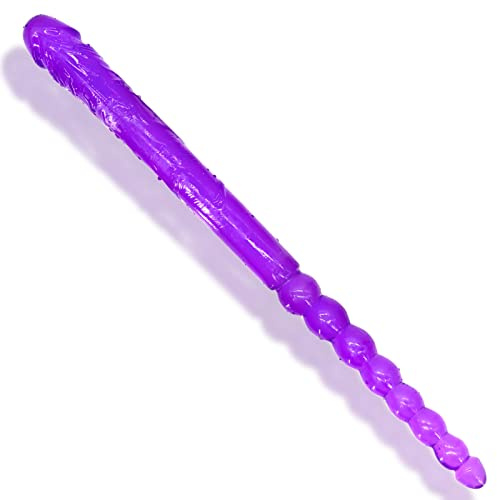 Double Ended Dildo 18.89 inch Cock Dong Anal Beads with Veins and Glans for Vagina Anal Stimulation Double Side Penis Massager Sex Toy for Lesbian Women Men Purple TJIJP