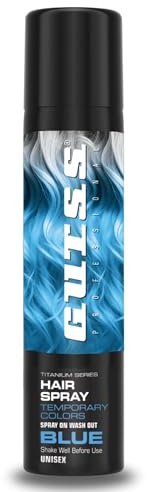 Gutss Professional Temporary Hair Colour Spray | Washable, Shiny Finish | Unisex – For Men & Women | For All Hair Types | 150ml – Blue