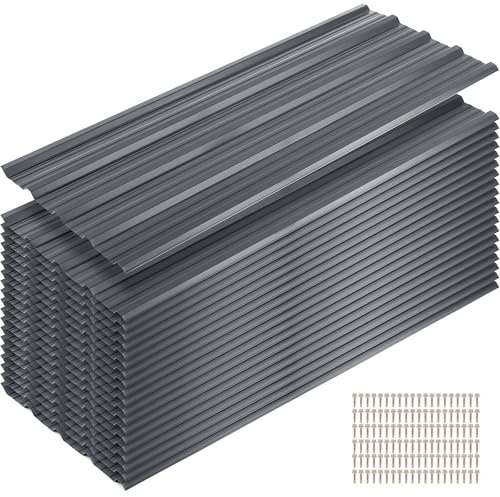 Yaocom 20-Pack Classic Galvanized Steel Roof Panels, 106 Sq.ft Cover with Screws, Industrial Corrugated Sheets for Barn, Workshop, Shed and Utility Buildings, Gray