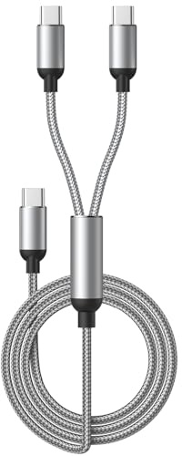 Câble Multi USB C, 2 en 1 60W Câble USB C Charge Rapide PD 3A Cable USBC vers USBC Cable Multi Chargeur Nylon Tressé pour iPhone 17 16 15 Pro Max, Samsung Galaxy S25 S24 Ultra iPad MacBook 1.2M