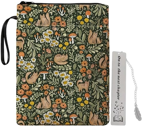 GIONAR Buchschoner Reißverschluss Katze, Buchumschlag Damen, Geschenke für Buchliebhaber