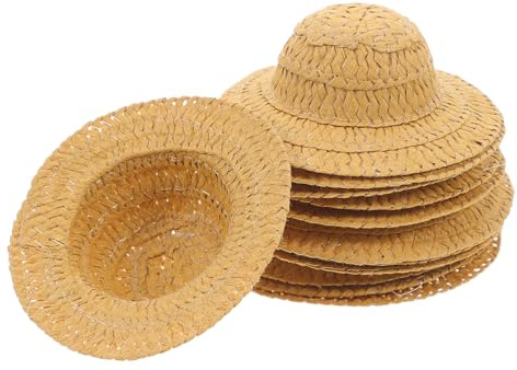 HOOTNEE Miniatur Puppenhüte Papier 10cm Geflochtene Kleiner Zylinderhüte Selbstgemacht Bastel und Puppendekoration 12 Stück