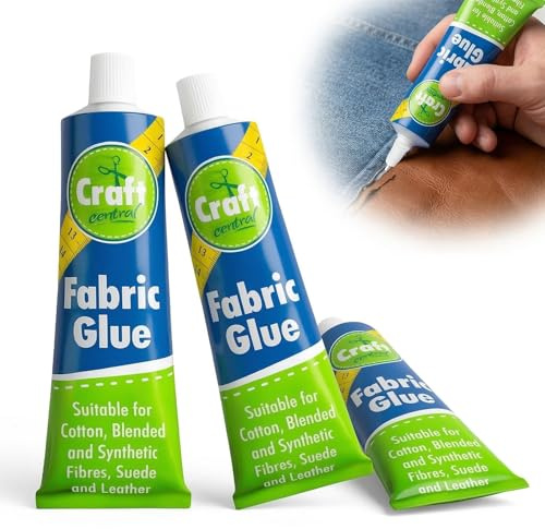 Asheyya 3 Pcs Fabric Glue 50ml Tube, Washable Quick Dry Extra Strong Adhesive Bond Fabric Glue for Diy Craft, Clothes, Denim, Cotton, Leather