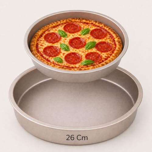 OTHERWISETRIVIAL Teglia Rotonda da Forno in Acciaio con Rivestimento Antiaderente, per Torte, Pizza e Crostate (26 CM)