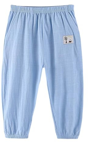JokeLomple Pantaloni per Bambini e in Lino con Elastico in Vita, Pantaloni Lunghi, Adatti alla Pelle, per Ragazzi e Ragazze Attivi
