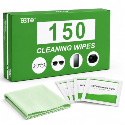 EOTW Screen Wipes, 150 Individually Wrapped Screen Cleaning Wipes with Microfiber Cloth, Eyeglass Cleaning Wipes for Glasses, Lens, Phone, Laptop, Tablet & Electronics, Streak-Free Fingerprint Removal